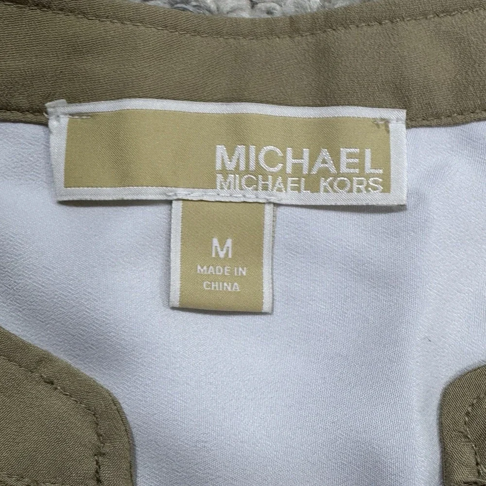 Michael Kors White Pullover V‎ Neck Blouse Pockets Women's Size Medium